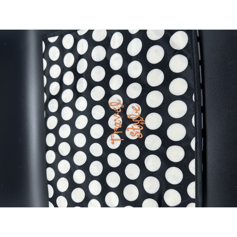 Initials Inc. Hanging Toiletry Cosmetic Black and White Polka Dot Women's Bag